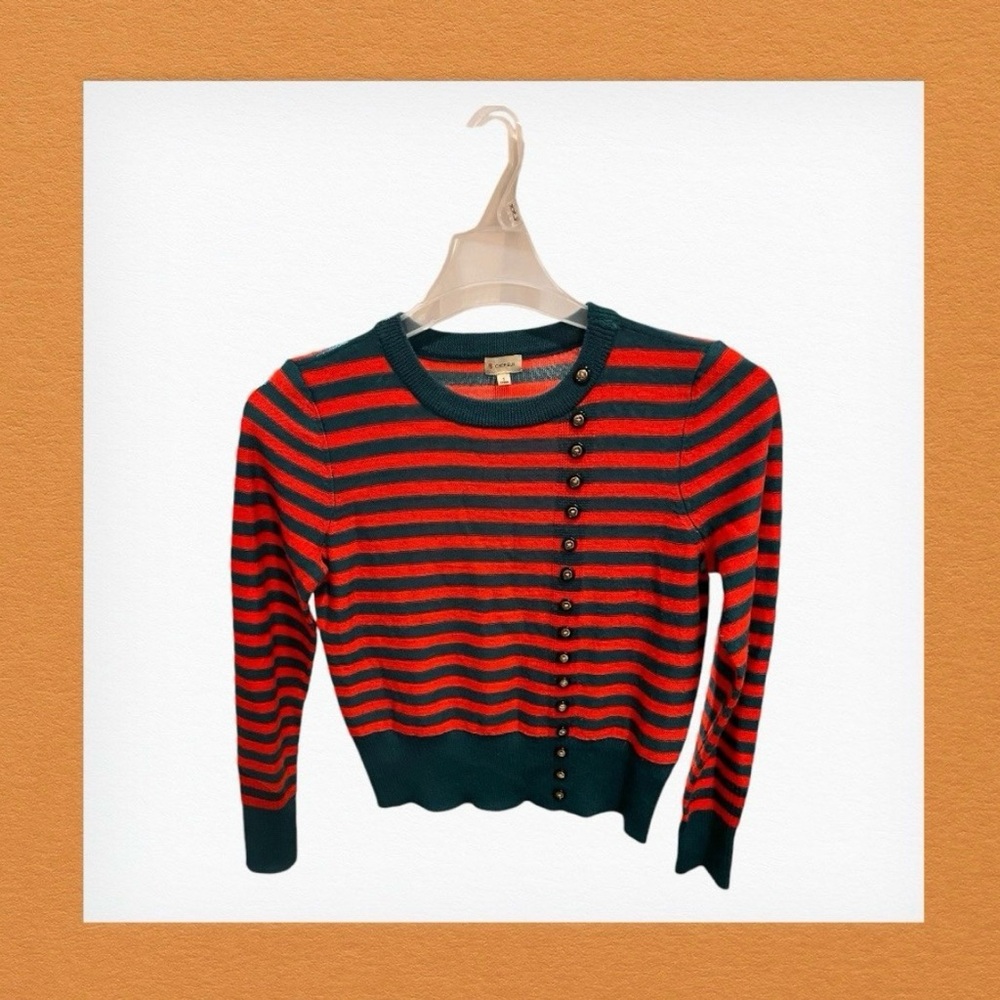 Cremieux Striped Sweater with Button Accents